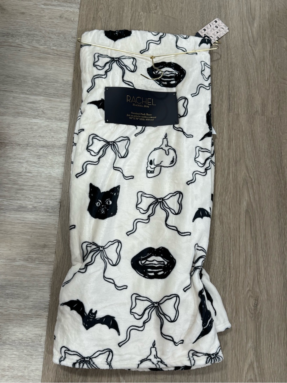 Rachel White & Black Halloween Graphic Throw Blanket
